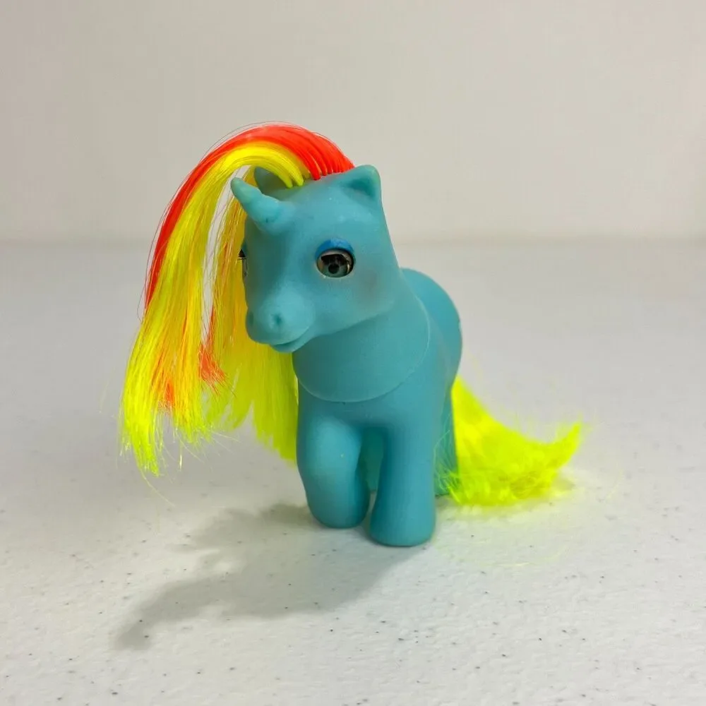 Vintage G1 My Little Pony BBE Baby Ribbon Blue Yellow Orange Hasbro 1985 Flaws